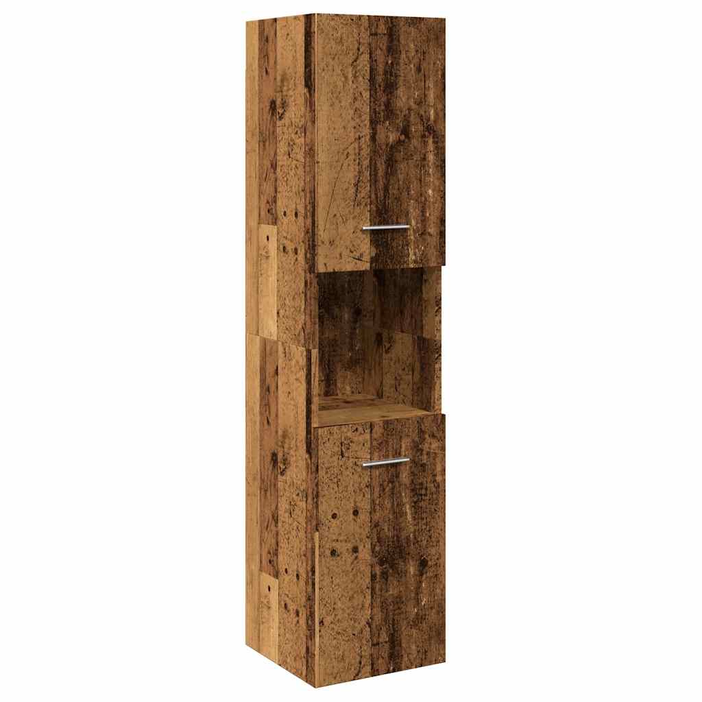 Væghængt badeværelsesskab 30×30×130 cm - antikt træ look, konstrueret træ