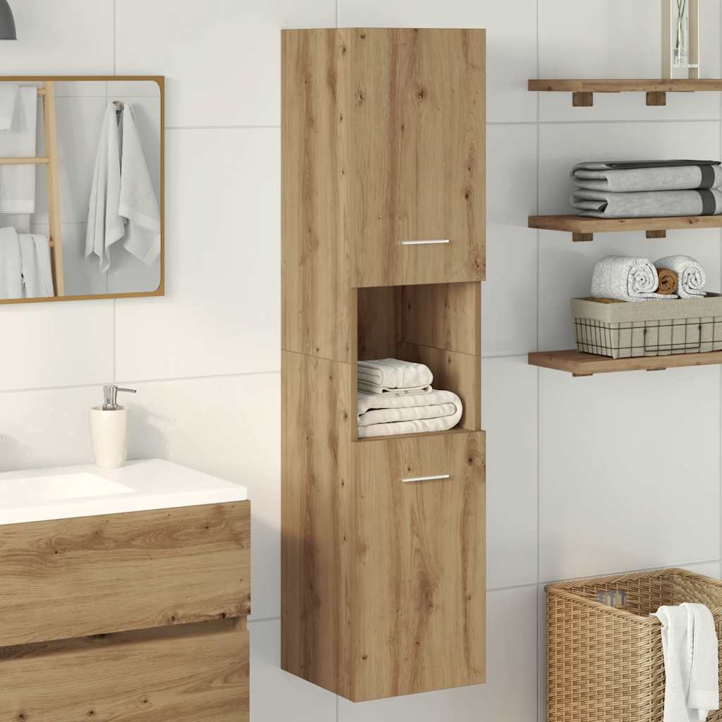 badeværelsesskab 30x30x130 cm væghængt konstrueret træ kunsteg billede