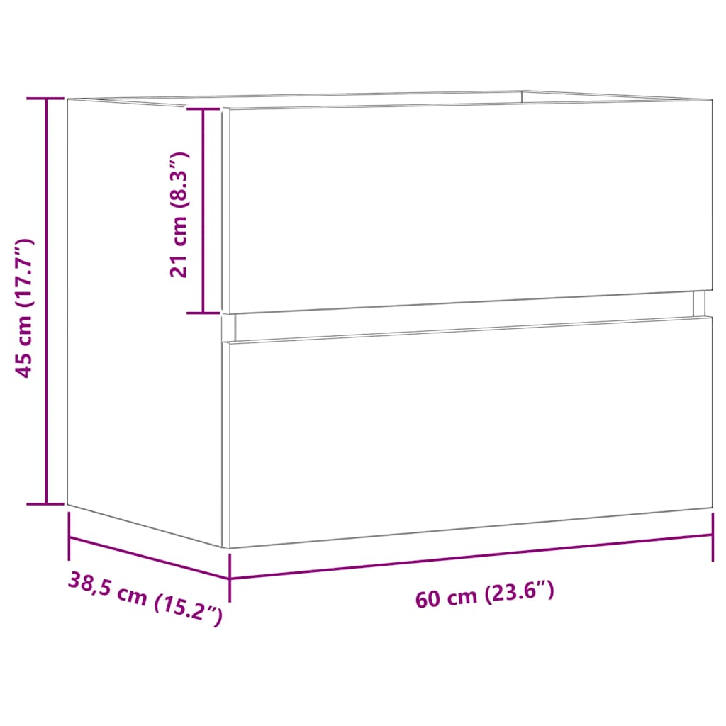 badeværelsesskab 60x38,5x45 cm konstrueret træ kunsteg