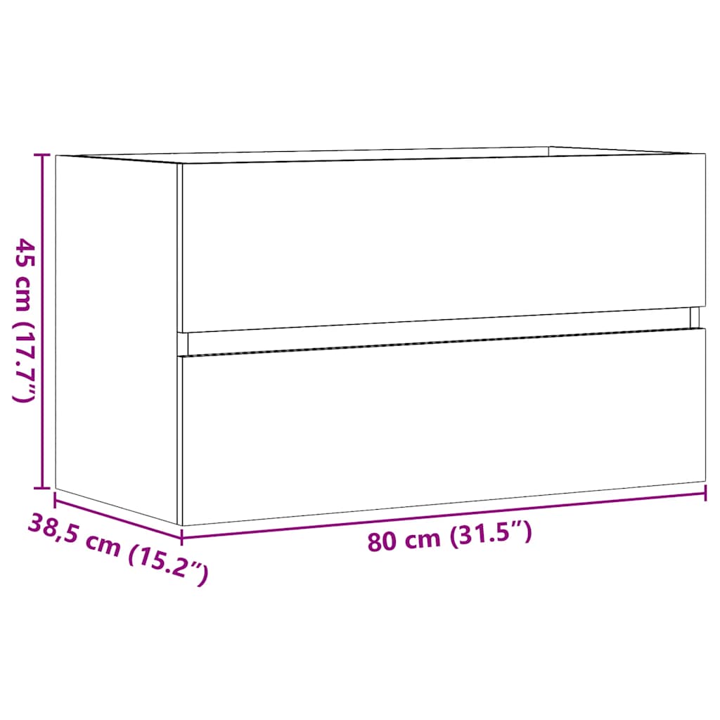 badeværelsesskab 80x38,5x45 cm væghængt konstrueret træ kunsteg