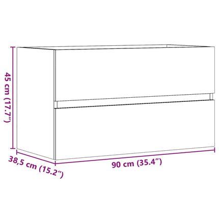 underskab til håndvask 90x38,5x45 cm konstrueret træ antikt træ