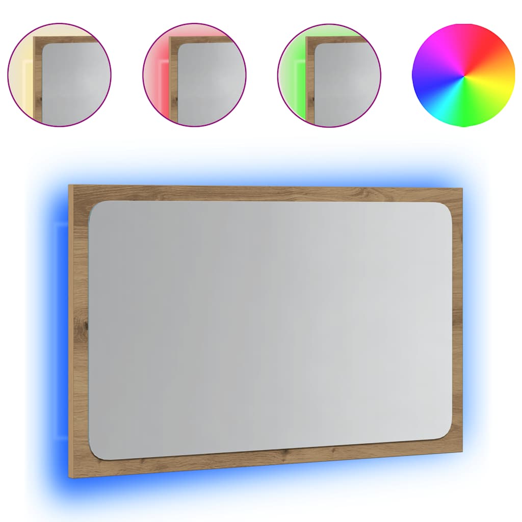 badeværelsesspejl med LED-lys 60x8,5x38 cm kunsteg