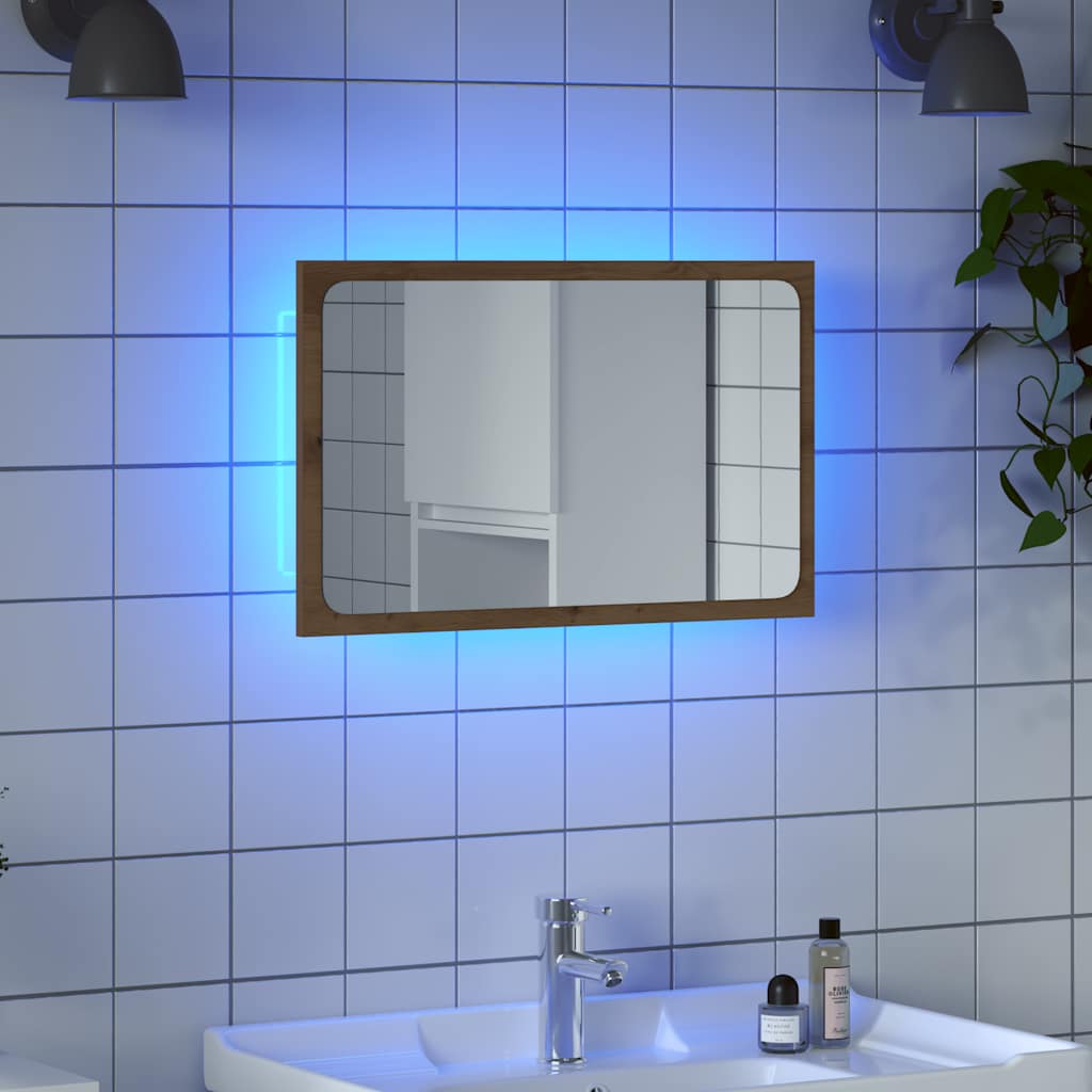 Badeværelsesspejl Med LED-Lys 60x8,5x37 Akryl - artisan eg