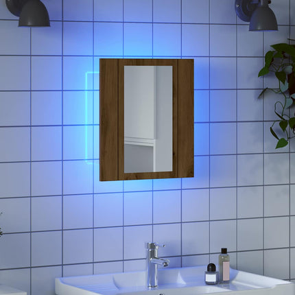 spejlskab med LED-lys 40x12x45 cm konstrueret træ kunsteg