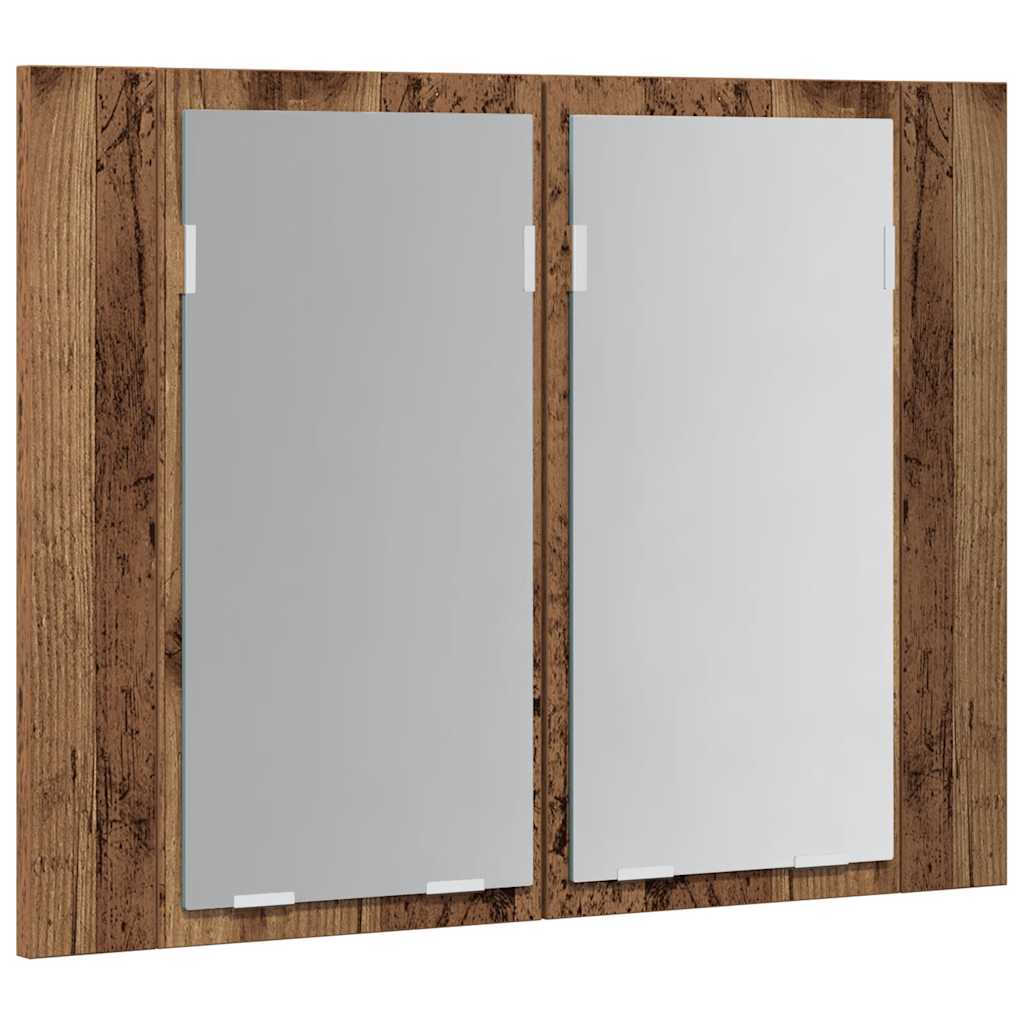 spejlskab m. LED-lys 60x12x45 cm konstrueret træ antikt træ