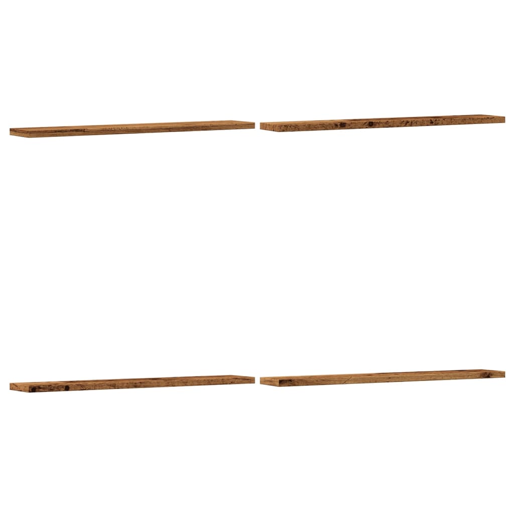 hyldeplader 4 stk. 60x10x1,5 cm konstrueret træ antikt træ