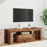 tv-bord m. LED-lys 120x36,5x40 cm konstrueret træ antikt træ
