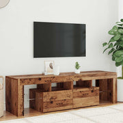 tv-bord m. LED-lys 140x36,5x40 cm konstrueret træ antikt træ