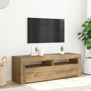 tv-bord med LED-lys 120x35x40 cm konstrueret træ kunsteg