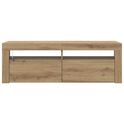 tv-bord med LED-lys 120x35x40 cm konstrueret træ kunsteg