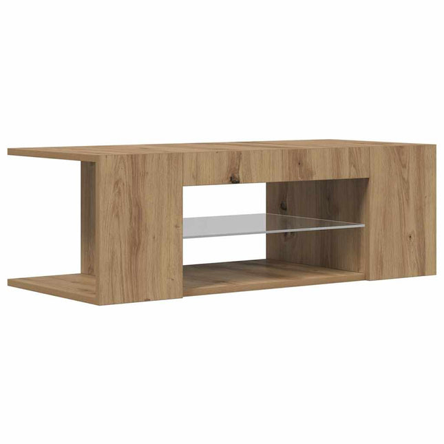 tv-bord med LED-lys 90x39x30 cm konstrueret træ kunsteg