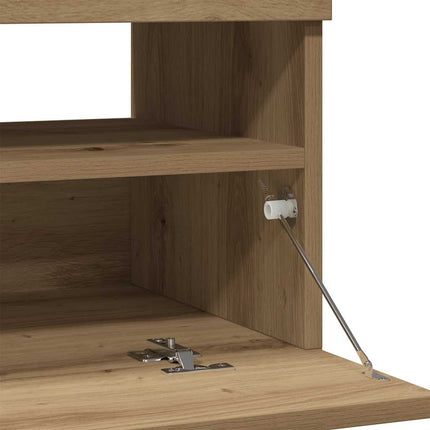 tv-bord med LED-lys 100x35x40 cm konstrueret træ kunsteg