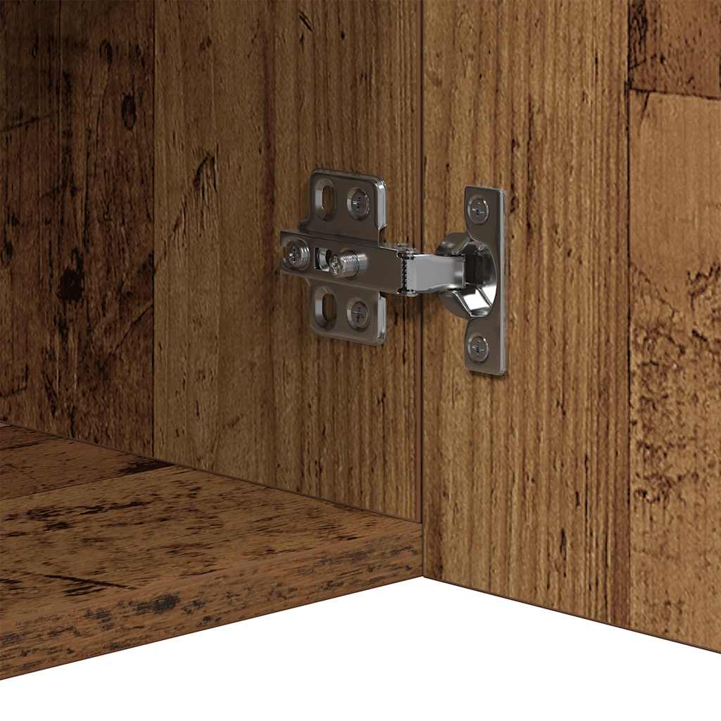 skænk med LED-lys 80x35x75 cm konstrueret træ antikt træ