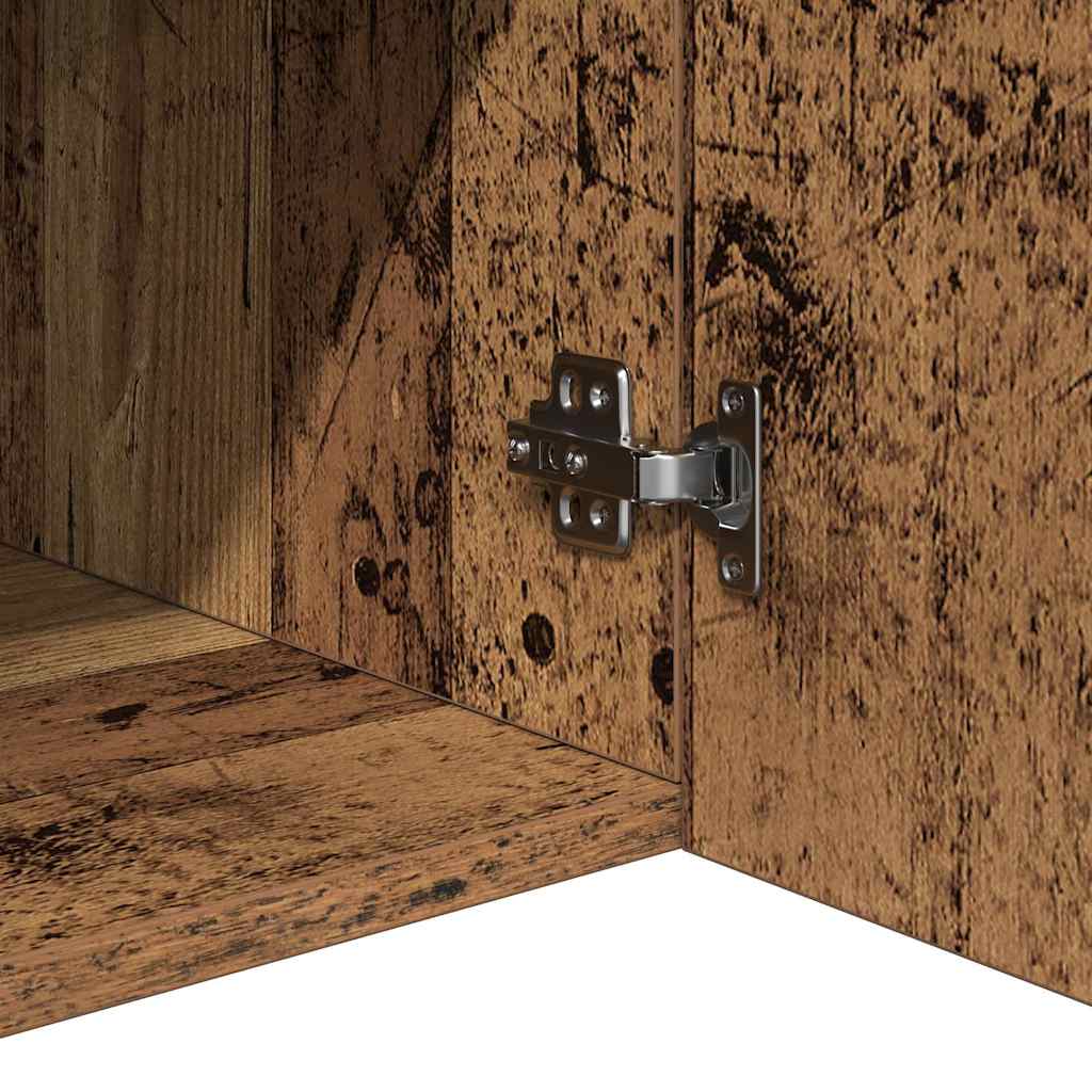 skænk med LED-lys 115,5x30x75 cm konstrueret træ antikt træ