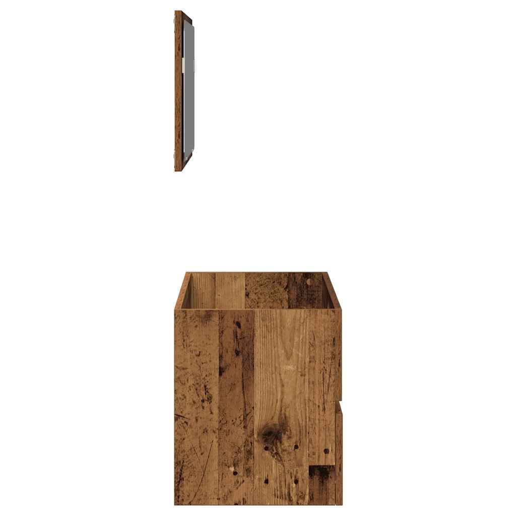 badeværelsesskab med spejl konstrueret træ antikt træ