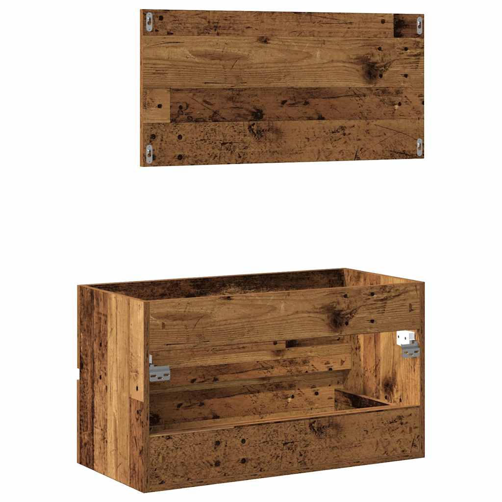 badeværelsesskab med spejl konstrueret træ antikt træ