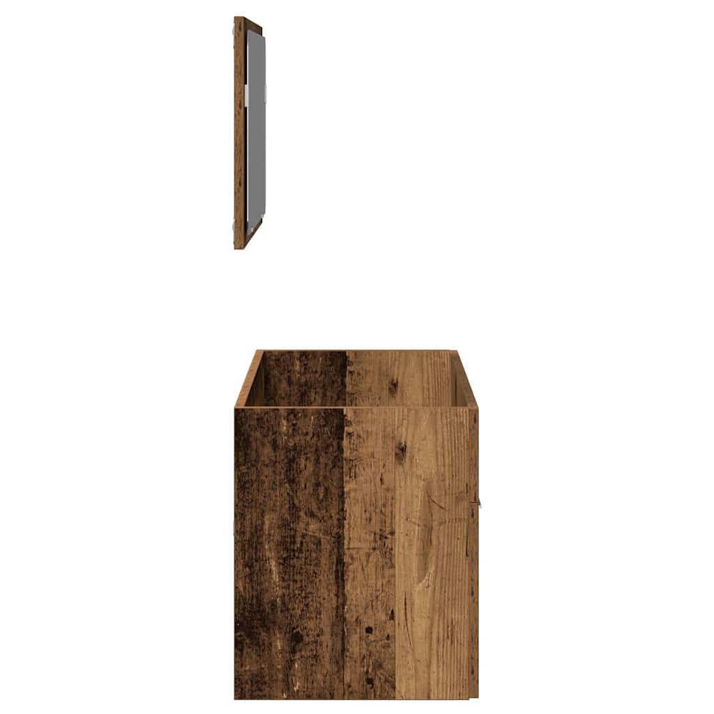 badeværelsesskab med spejl konstrueret træ antikt træ