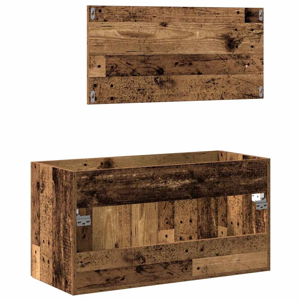 badeværelsesskab med spejl konstrueret træ antikt træ