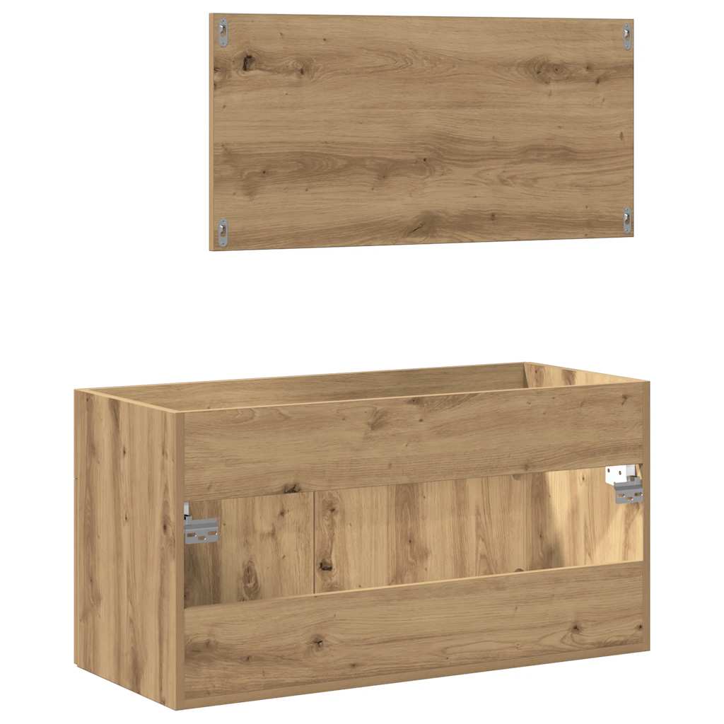 badeværelsesskab med spejl 58x33x60 cm konstrueret træ kunsteg