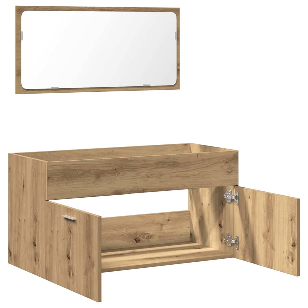 badeværelsesskab med spejl 58x33x60 cm konstrueret træ kunsteg