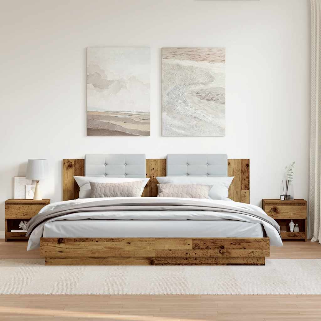 sengeborde 2 stk. 40x30x39 cm spånplade antikt træ