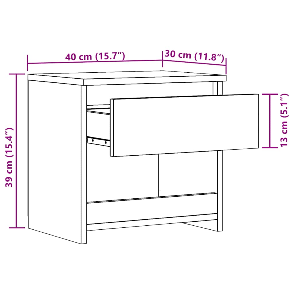 sengeborde 2 stk. 40x30x39 cm konstrueret træ kunsteg