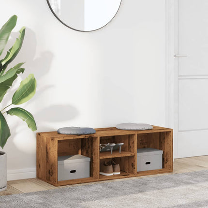 skobænk 102x35x35 cm konstrueret træ antikt trælook