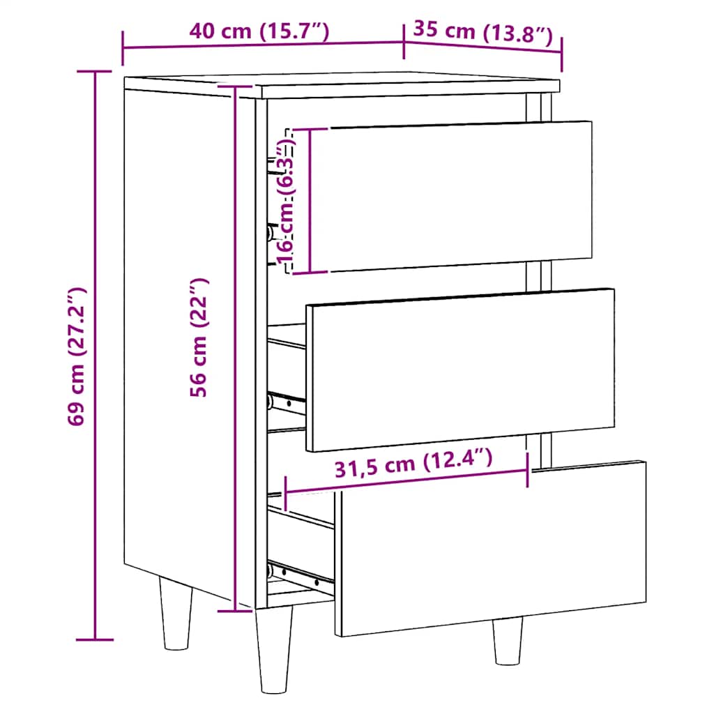 sengebord 40x35x69 cm konstrueret træ kunsteg