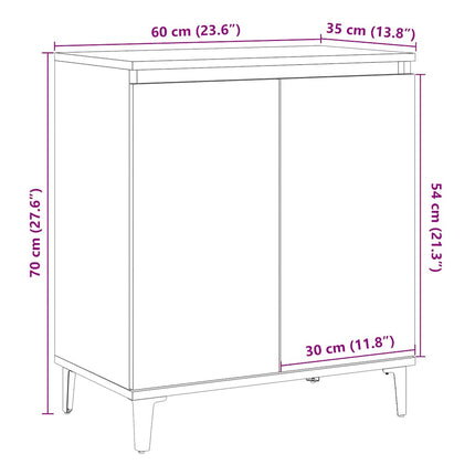 skænk 60x35x70 cm konstrueret træ antikt træ