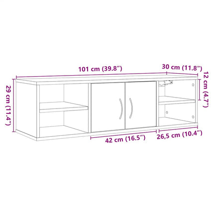 vægskab 101x30x29 cm konstrueret træ antikt træ
