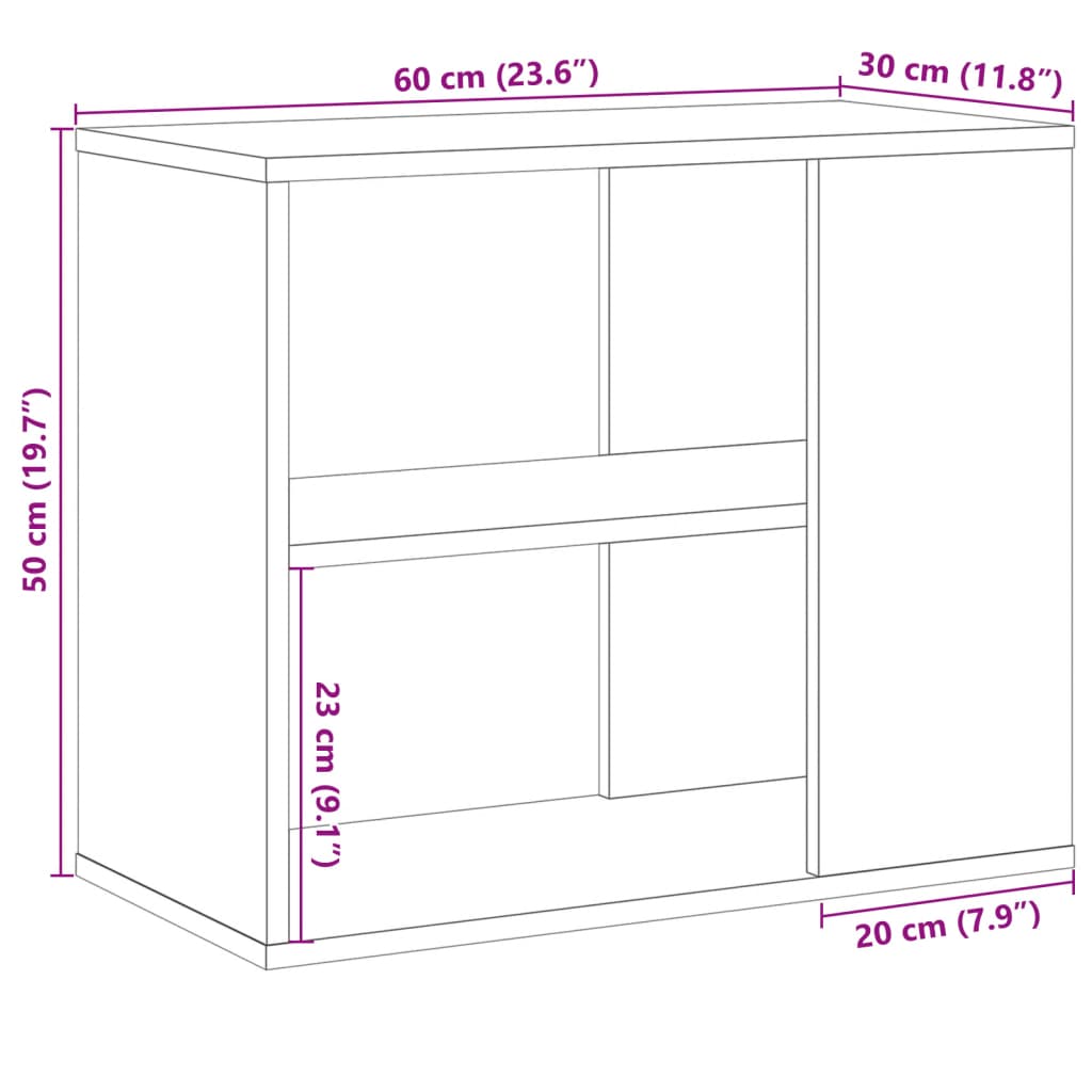 sideskab 60x30x50 cm konstrueret træ antikt træ