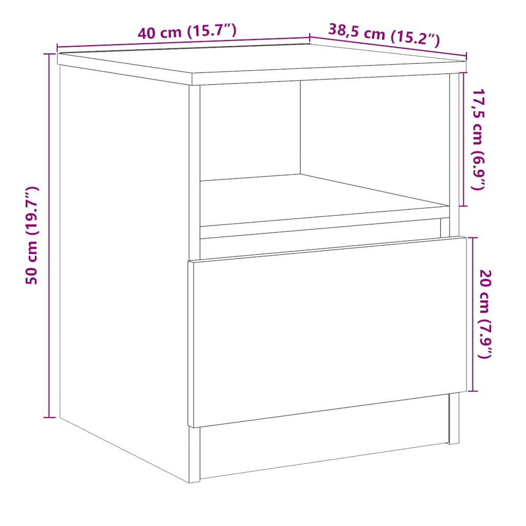 sengeborde 2 stk. 40x40x50 cm konstrueret træ kunsteg