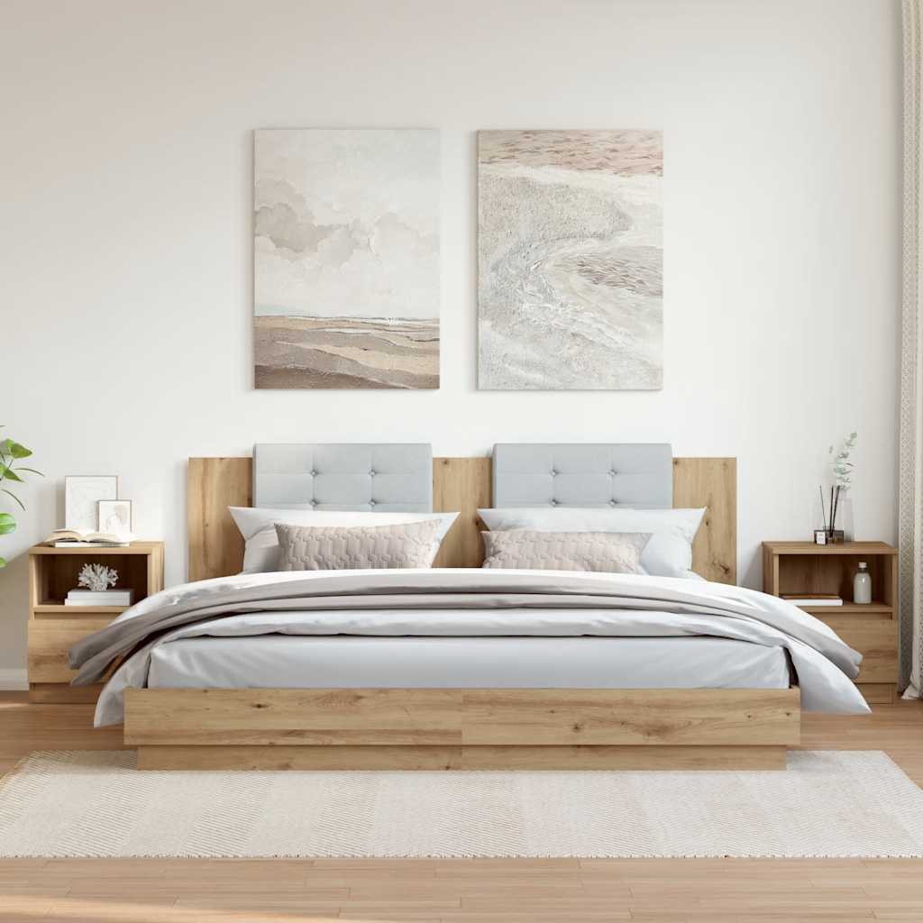 sengeborde 2 stk. 40x40x50 cm konstrueret træ kunsteg