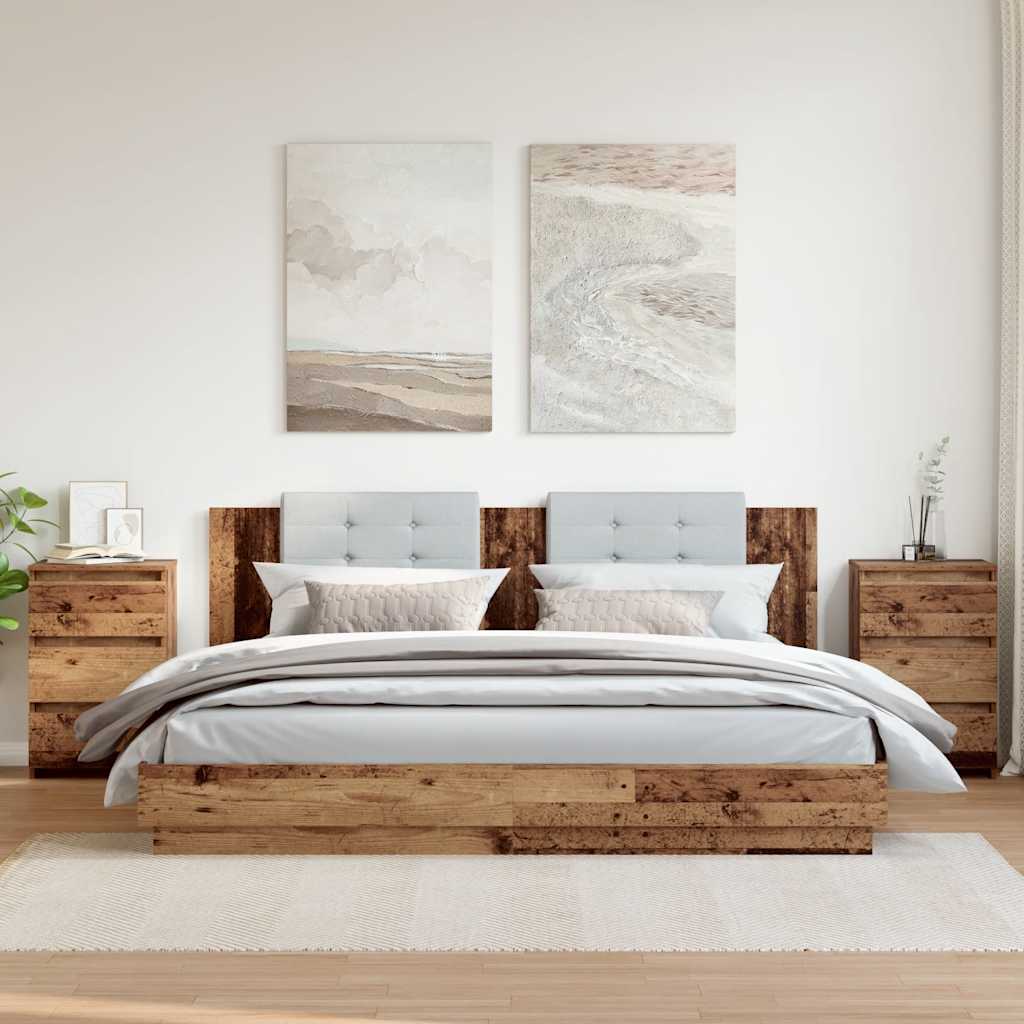sengeborde 2 stk. 40x35x62,5 cm konstrueret træ gammelt trælook