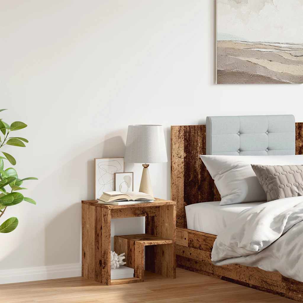 sengebord 40x30x40 cm konstrueret træ gammelt trælook