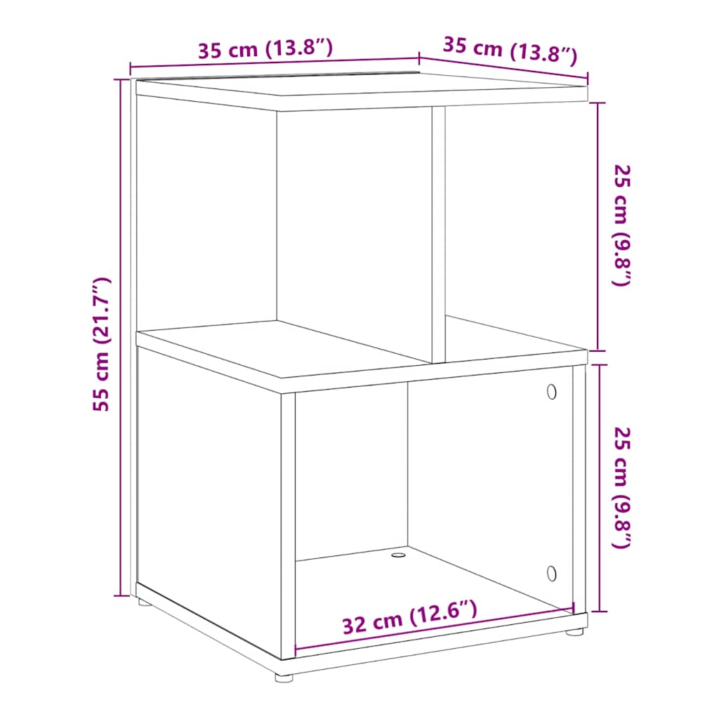 sengeborde 35x35x55 cm konstrueret træ egetræsfarve