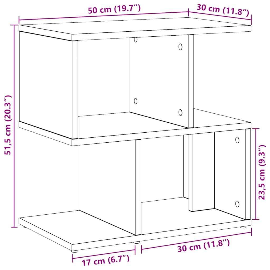 sengeborde 2 stk. 50x30x51,5 cm kunsteg