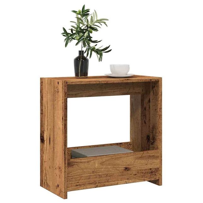 sidebord 50x26x50 cm spånplade antikt træ
