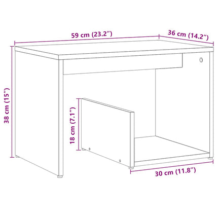 sidebord 59x36x38 cm konstrueret træ kunsteg