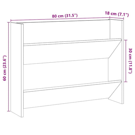 væghængt skoreol 80x18x60 cm konstrueret træ antikt træ-look