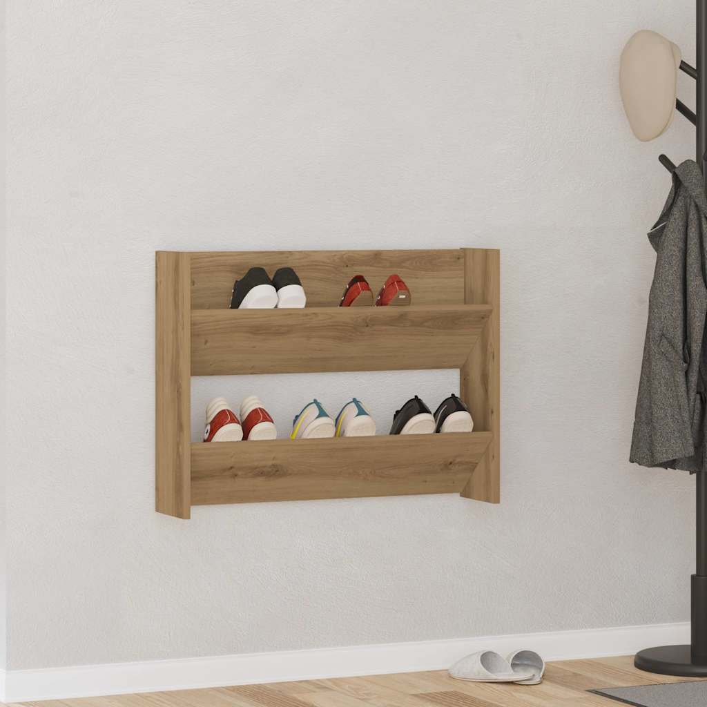 væghængt skoreol 80x18x60 cm konstrueret træ kunsteg