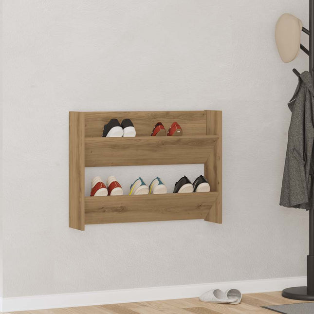 væghængt skoreol 80x18x60 cm konstrueret træ kunsteg
