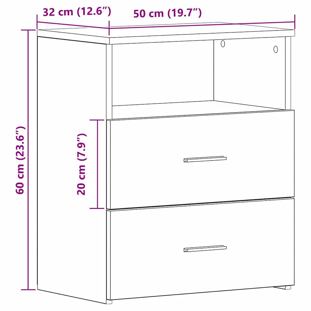 sengeborde 2 stk. 50x32x60 cm konstrueret træ kunsteg