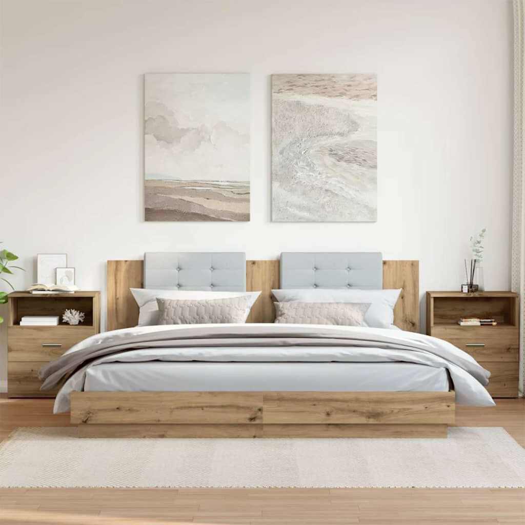 sengeborde 2 stk. 50x32x60 cm konstrueret træ kunsteg