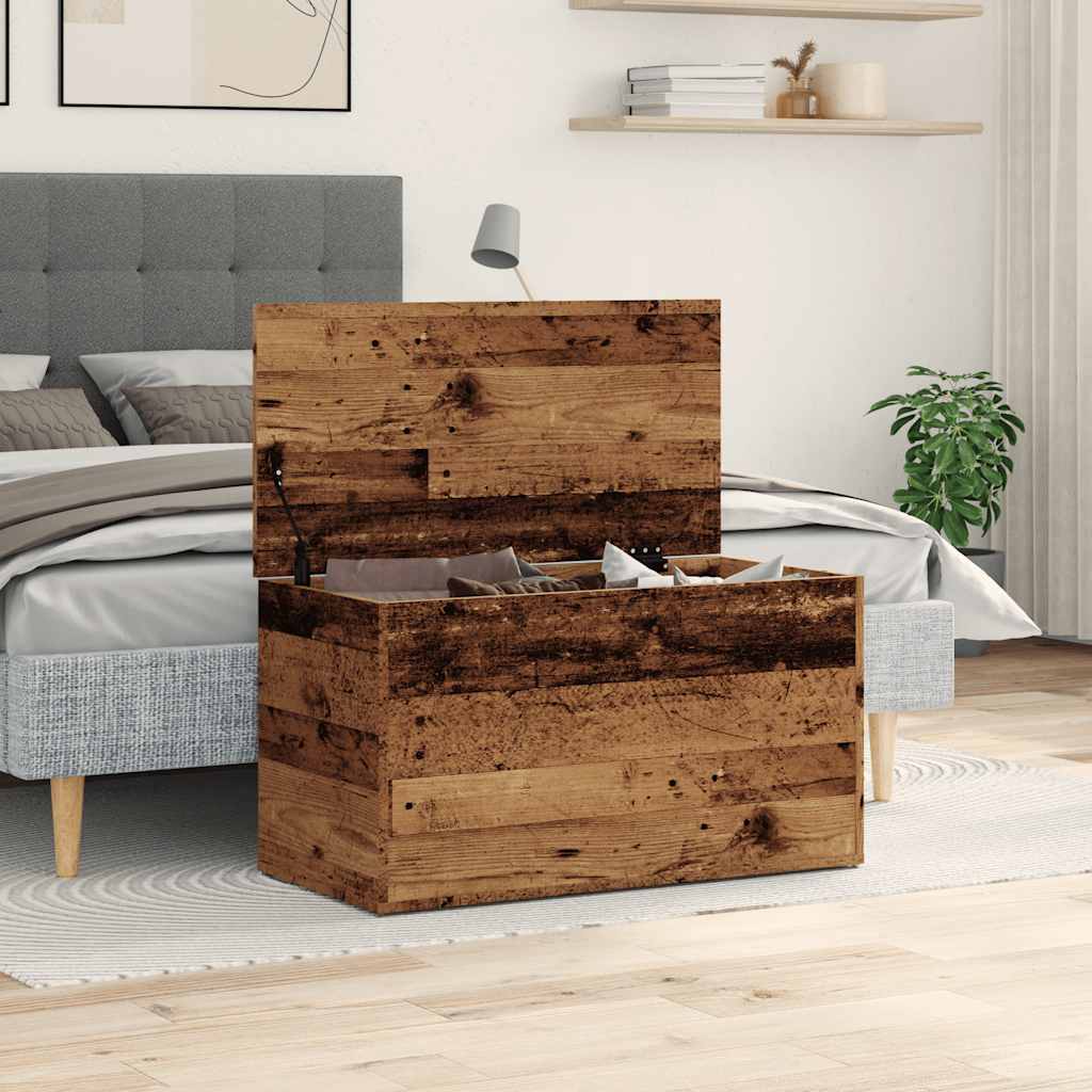 opbevaringskasse 84x42x46 cm konstrueret træ antikt trælook