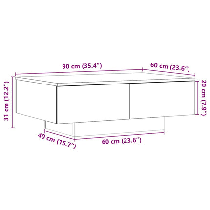 sofabord 90x60x31 cm konstrueret træ kunsteg