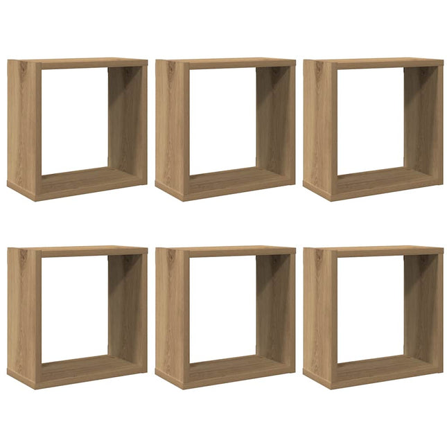 væghylder 6 stk. 30x15x30 cm kubeformet konstrueret træ kunsteg