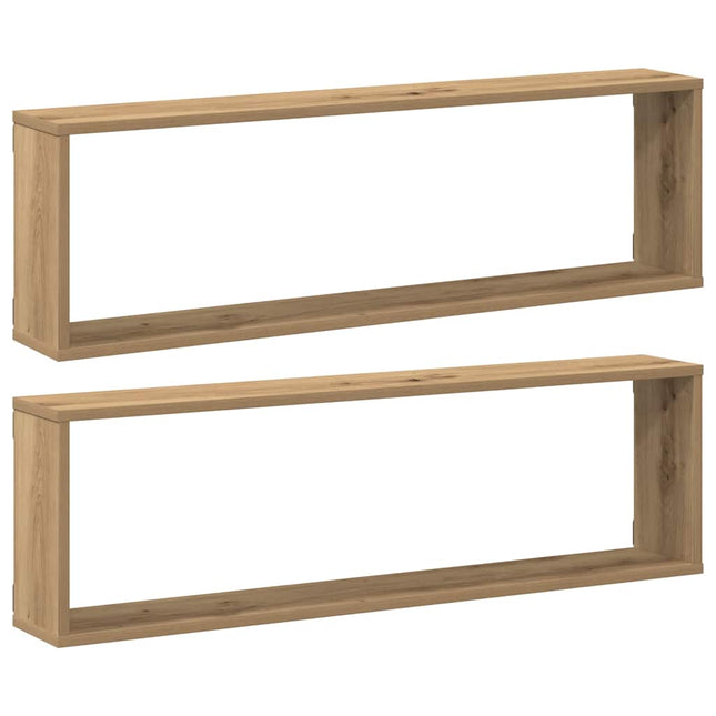 væghylder 2 stk. 100x15x30cm kubeformet konstrueret træ kunsteg