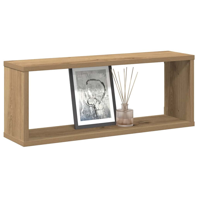væghylder 2 stk. 60x15x30 cm kubeformet konstrueret træ kunsteg