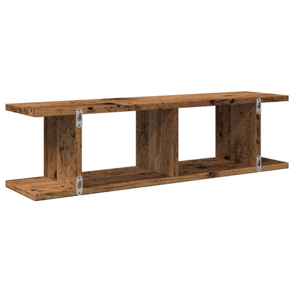 væghængte 2 stk. 75x18x20 cm konstrueret træ antikt træ